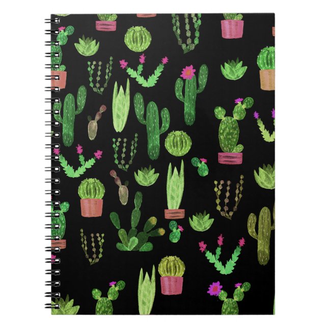 Cuaderno Acuarela Cactuses Planta Fondo Sin Marea (Frente)