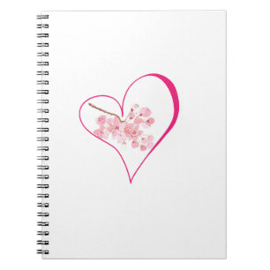 Cuaderno Acuarela Cerezo en flor Floral Pink Heart Love