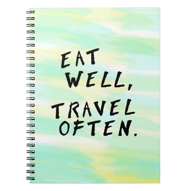 Cuaderno acuarela "Coma bien, viaja a menudo" (Frente)