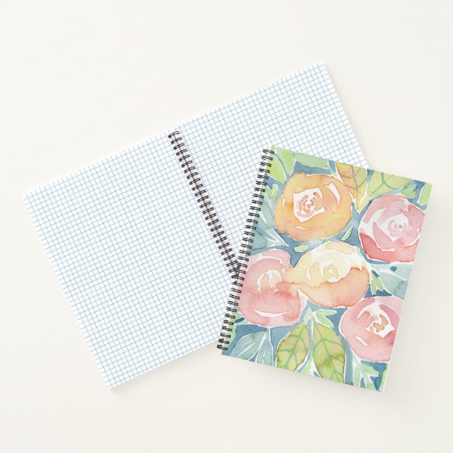 Cuaderno acuarela con Rosas pintados a mano (Interior)