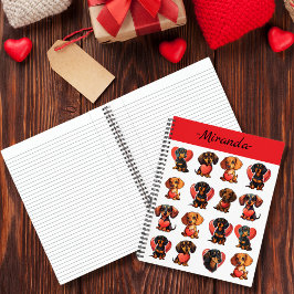 Cuaderno Acuarela Dachshund Valentine con corazón rojo