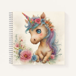 Cuaderno Acuarela de adorable bebé unicornio