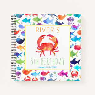 Cuaderno Acuarela de arcoiris bajo el cangrejo marino