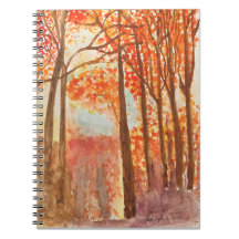 Acuarela de bosques de otoño