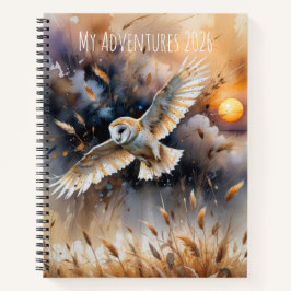 Cuaderno Acuarela de búho personalizable en la naturaleza