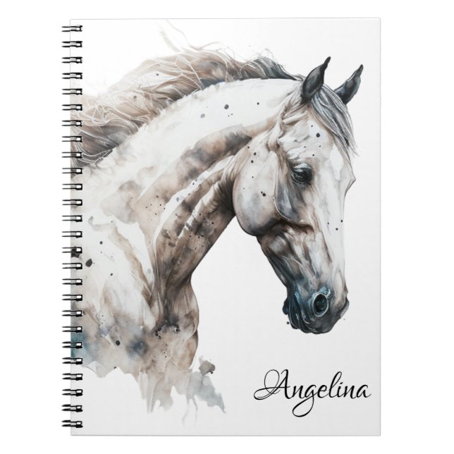 Cuaderno - Acuarela de Caballo Blanco (Frente)