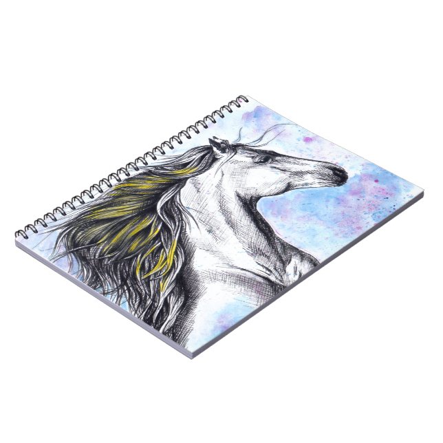 Cuaderno Acuarela de caballo en funcionamiento y arte de eq (Lado Izquierdo)