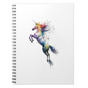 Cuaderno acuarela de color arcoiris abstracto de un unicorn