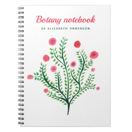Cuaderno Acuarela De Flor De Primavera En Verde Blanco Rosa