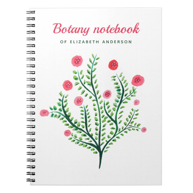 Cuaderno Acuarela De Flor De Primavera En Verde Blanco Rosa (Frente)
