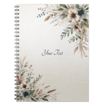 Cuaderno acuarela de flores azules marfil