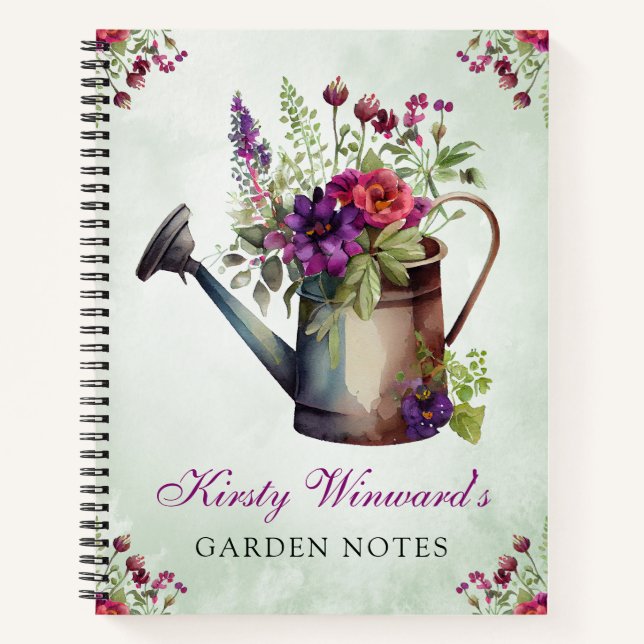 Cuaderno Acuarela de flores de primavera Regadera Notas de  (Anverso)