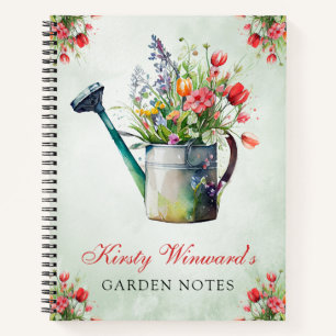 Cuaderno Acuarela de flores primaverales Regadera Jardín No