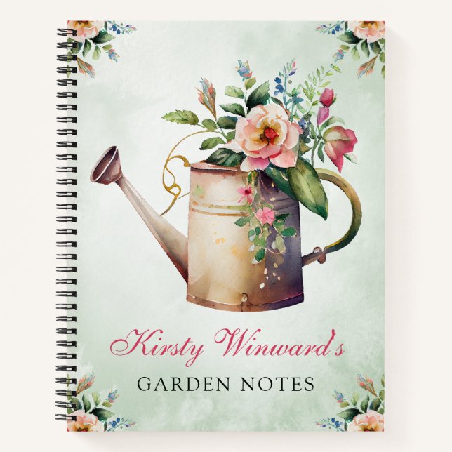 Cuaderno Acuarela de flores primaverales Regadera Jardín No (Anverso)