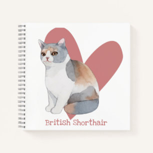 Cuaderno Acuarela de gato al descubierto británica Kitty Pi