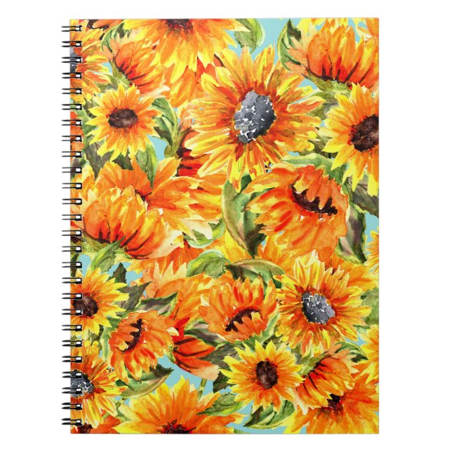 Cuaderno Acuarela de girasoles: Ilustracion sin foco (Frente)
