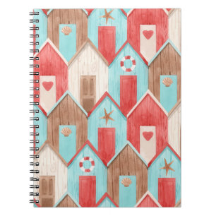Cuaderno acuarela de la casa de la playa: patrón retro.