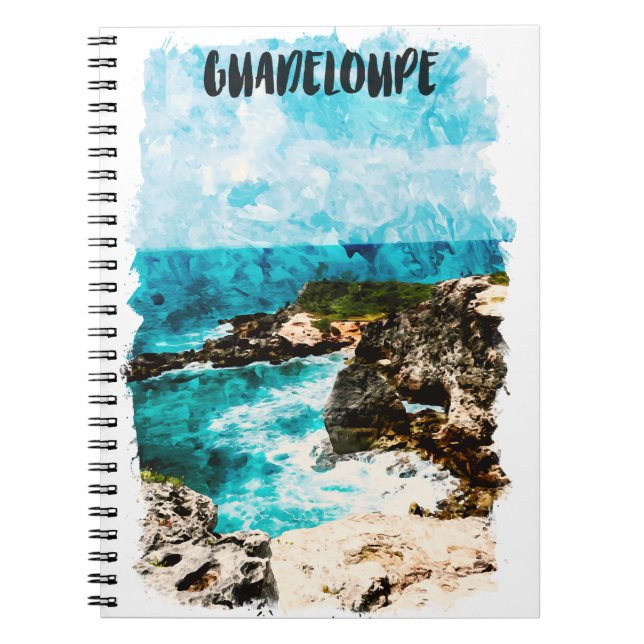 Cuaderno Acuarela de la isla caribeña tropical de Guadalupe (Frente)