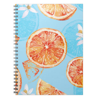 Cuaderno Acuarela de mandarinas: tela azul de lujo