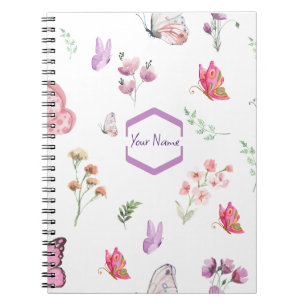 Cuaderno Acuarela de mariposa que se puede personalizar