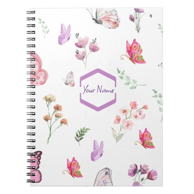 Cuaderno Acuarela de mariposa que se puede personalizar (Frente)