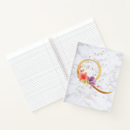 Cuaderno Acuarela de mármol moderna Monograma dorado Q