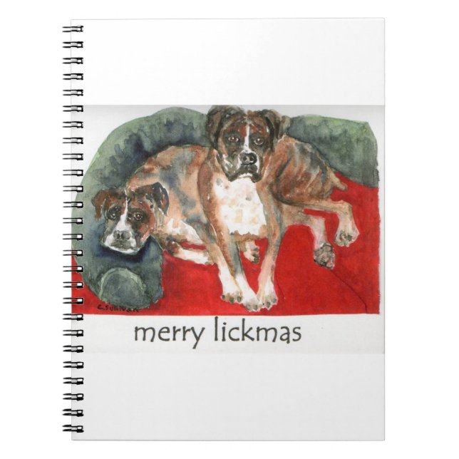 Cuaderno acuarela de nuestros Boxers "Feliz Lickmas" (Frente)