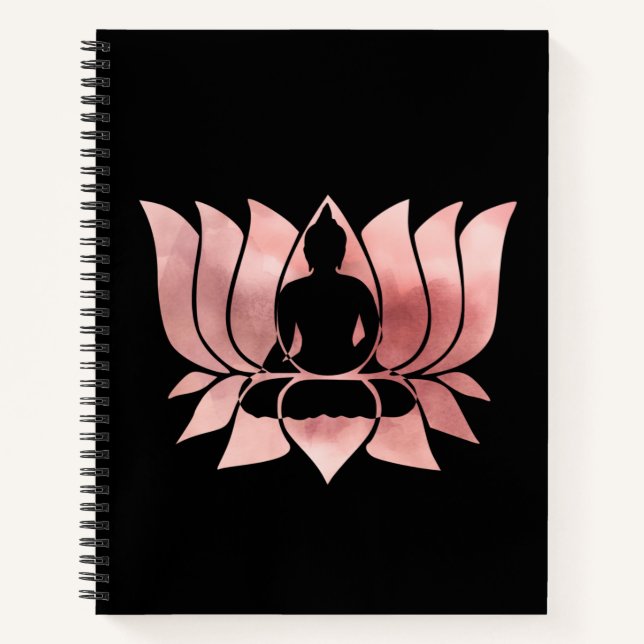 Cuaderno Acuarela de oro Rosa Textura Buda Meditación Zen (Anverso)