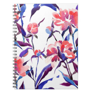 Cuaderno Acuarela de patrón botánico sin fisuras. Dibujo de