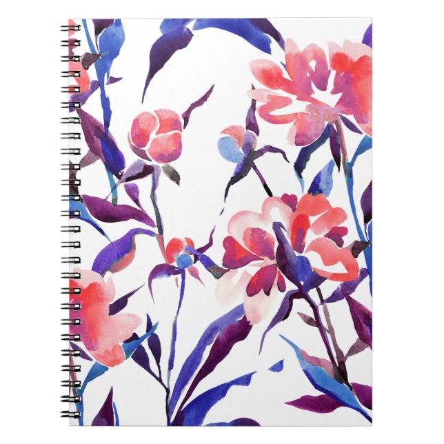Cuaderno Acuarela de patrón botánico sin fisuras. Dibujo de (Frente)