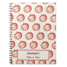 Cuaderno Acuarela de patrón de lichi Personalizado Lucky Yo