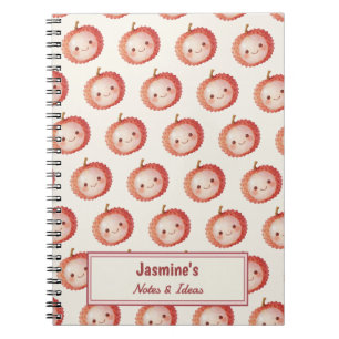 Cuaderno Acuarela de patrón de lichi Personalizado Lucky Yo