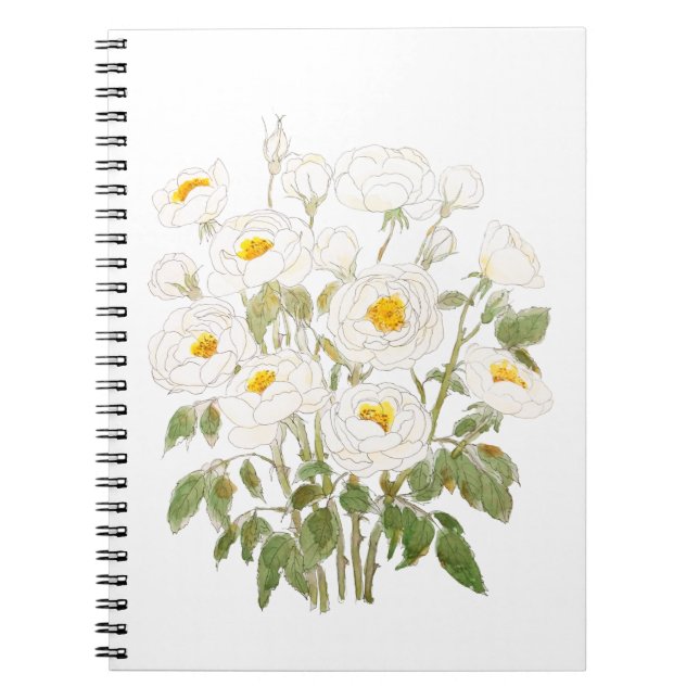 Cuaderno acuarela de ramo blanco y tinta (Frente)