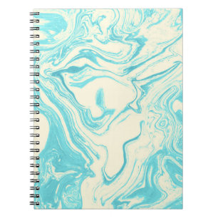 Cuaderno Acuarela de remolino de mármol turquesa y blanco