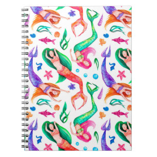 Cuaderno Acuarela de Sirenas: Patrón Oceánico sin Marea