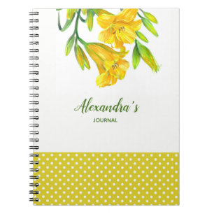 Cuaderno Acuarela Día Amarillo Lilies Ilustracion Floral