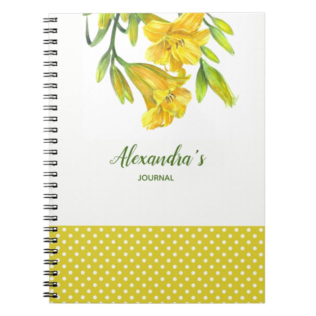 Cuaderno Acuarela Día Amarillo Lilies Ilustracion Floral (Frente)