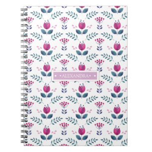 Cuaderno acuarela Diseño floral rosado