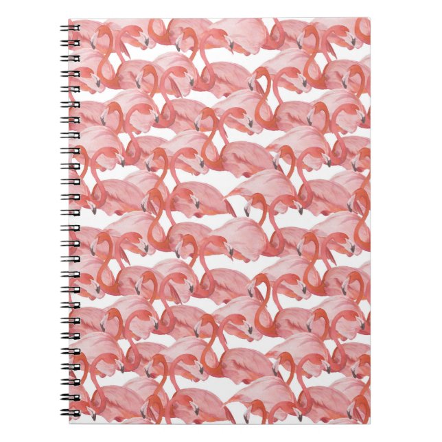 Cuaderno Acuarela Flamingo: Patrón pequeño sin foco (Frente)