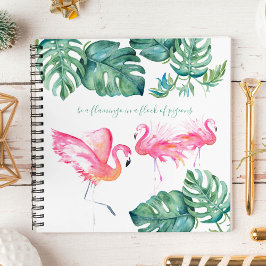 Cuaderno Acuarela Flamingo Rosa Monstera Verdor