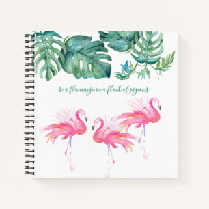 Cuaderno Acuarela Flamingo Rosa Monstera Verdor