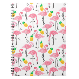 Cuaderno Acuarela Flamingo y Piña: Conjunto tropical.