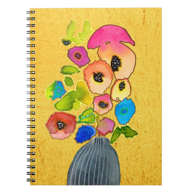 Cuaderno acuarela floral arte floral moderno (Frente)
