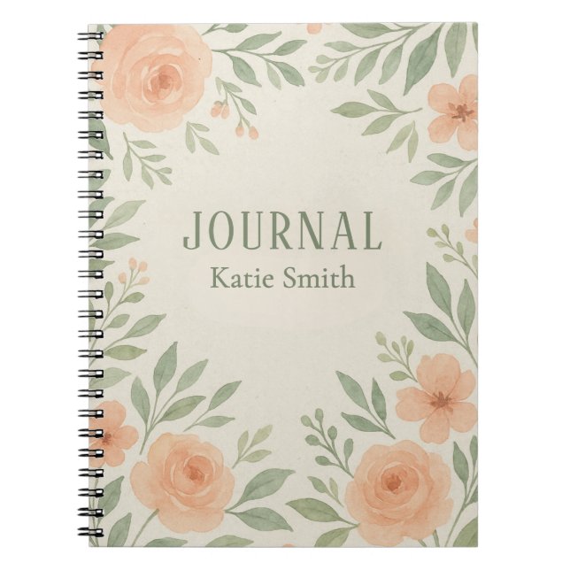 Cuaderno Acuarela floral botánica personalizada (Frente)