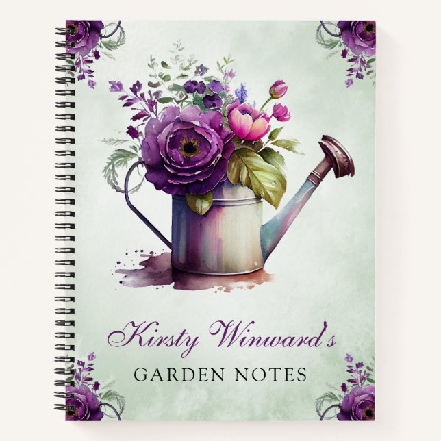 Cuaderno Acuarela Floral de Primavera Regadera Notas de Jar (Anverso)