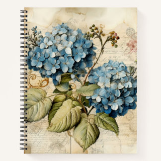 Cuaderno Acuarela Floral Hortensia Azul