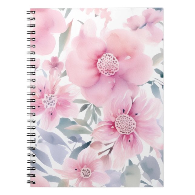 Cuaderno Acuarela floral rosa  (Frente)