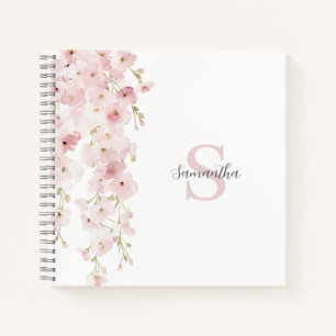 Cuaderno Acuarela floral rosa personalizada
