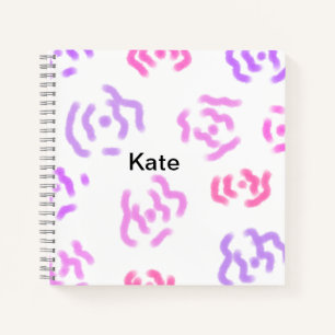 Cuaderno Acuarela floral rosa rojo agregar nombre texto mod