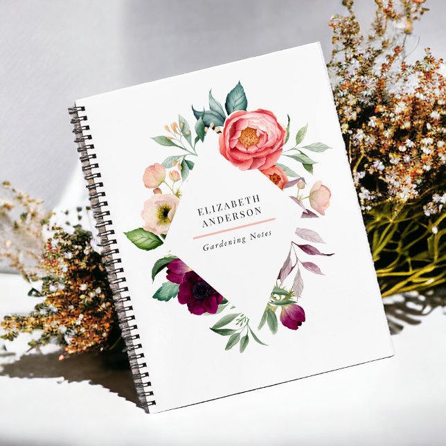 Cuaderno Acuarela floral rústica de Boho con tu nombre (Subido por el creador)